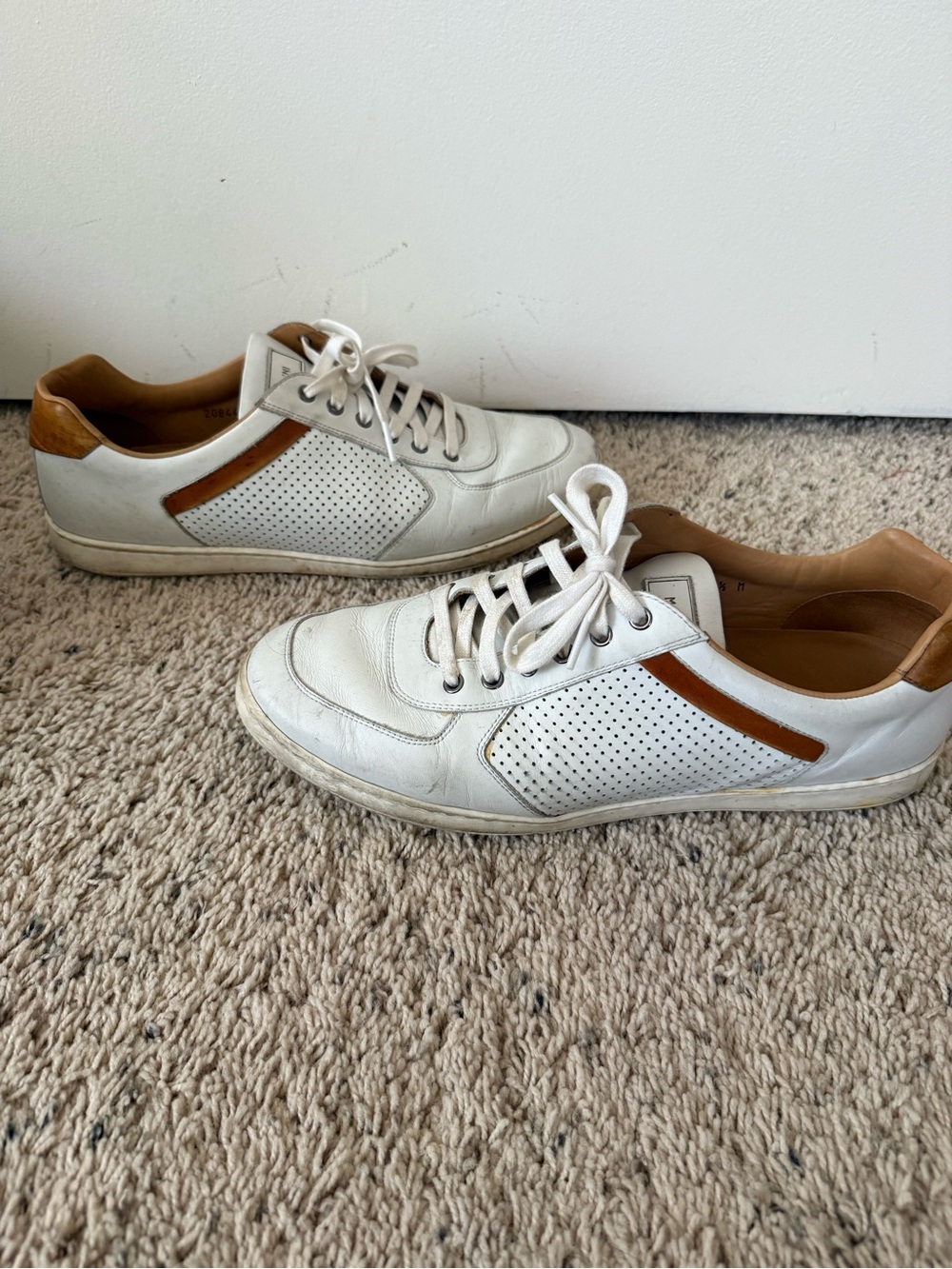 Magnanni White Leather Sneakers with Tan Accents - Picture 3 of 8
